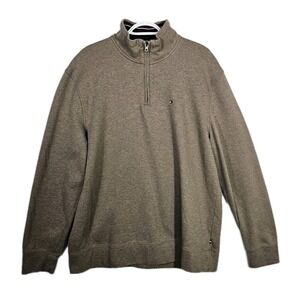 Tommy Hilfiger Brown 1/4 Zip Pullover Long Sleeve Sweatshirt Mens Size XL